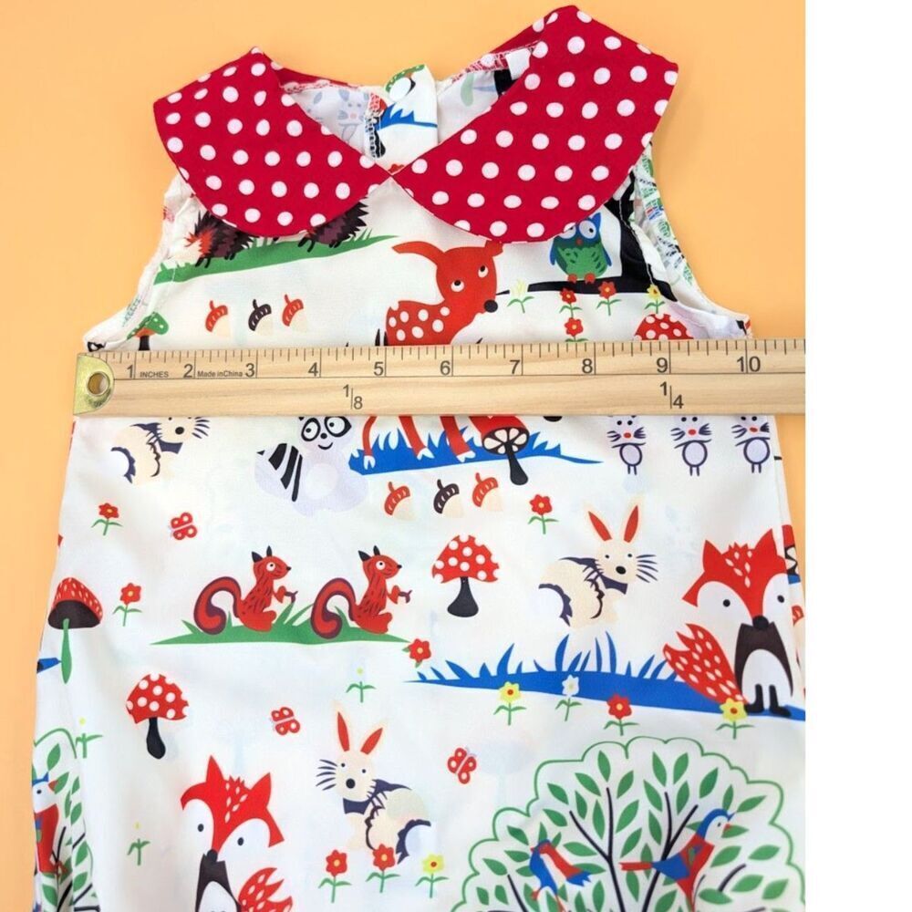Baby Romper Girl 12-18 M White Deer Fox Satin Outfit Woodland Novelty Print - Picture 9 of 10